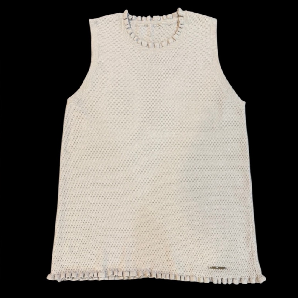 Elie by Elie Tahari Textured Knit Sleeveless Top – Cream / Off-White‎